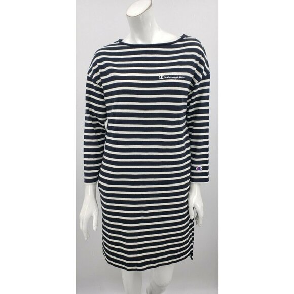 Champion Dress Ladies Free Size Black White Stripe Tshirt Baroque USA Pockets